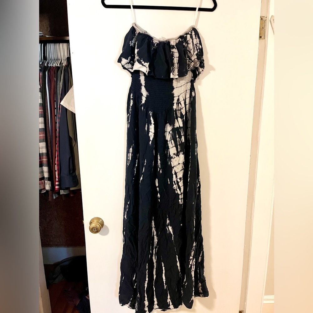 Promesa strapless tie-dye maxi dress